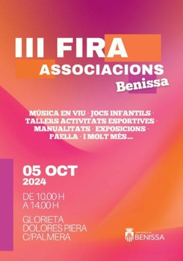 Cartel programación Fira d’associacions Benissa