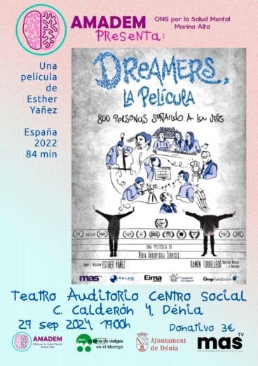 Cartel sobre la proyección del documental ‘Dreamers’, de Esther Yañez, en Dénia
