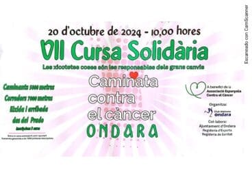 Cartel Carrera Solidaria Ondara 2024 a favor del cáncer