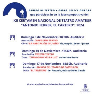 Finalistas del Certamen Nacional de Teatro Amateur ‘Antonio Ferrer el Cartero’ de Calp en 2024