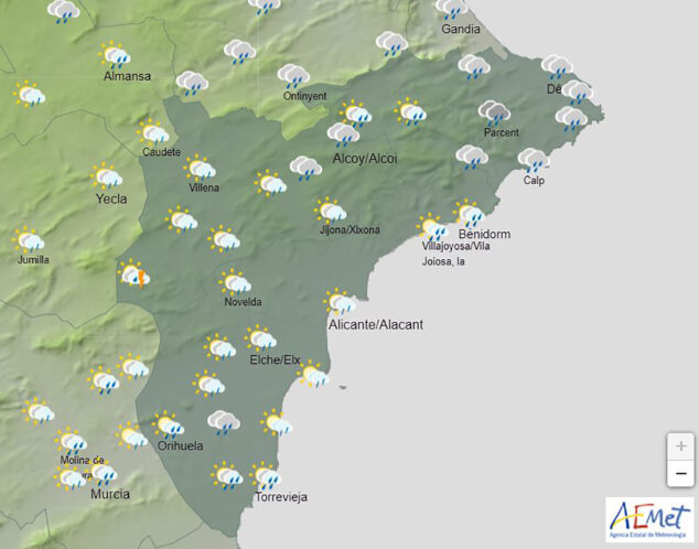 Imagen: Predicción de la AEMET para Alicante el miércoles 4 de septiembre 2024 por la mañana