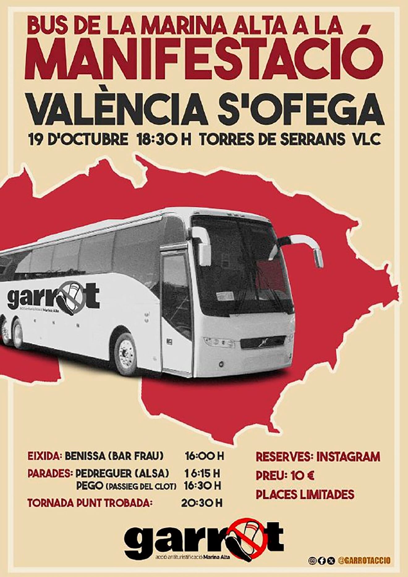 Cartel del transporte a la manifestación en València