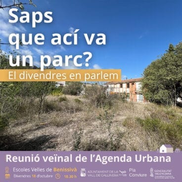 Cartel para la proxima reunión vecinal en Vall de Gallinera