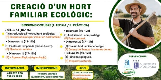 Ondara ofrece taller teórico y práctico para la creación de huertos familiares ecológicos 1 Imagen: Cartel del Curso de Horticultura en Ondara