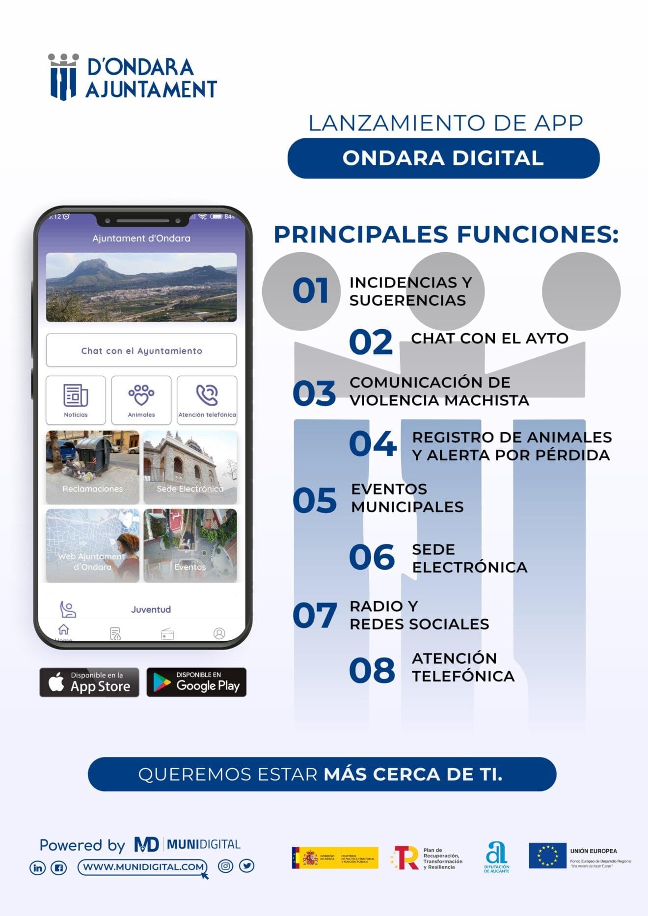 Flyer informativo de la App Ondara Digital