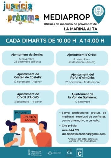 Horario de atención en cada localidad