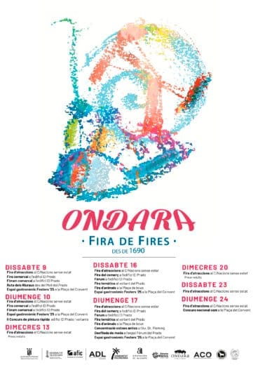 Programa de la feria de Ondara ‘Fira de Fires, des de 1690’ 2024