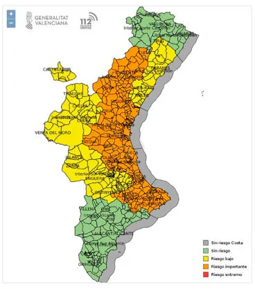 Alertas del Centre Coordinació Emergències GVA el 14 de noviembre 2024 a las 08.30 horas