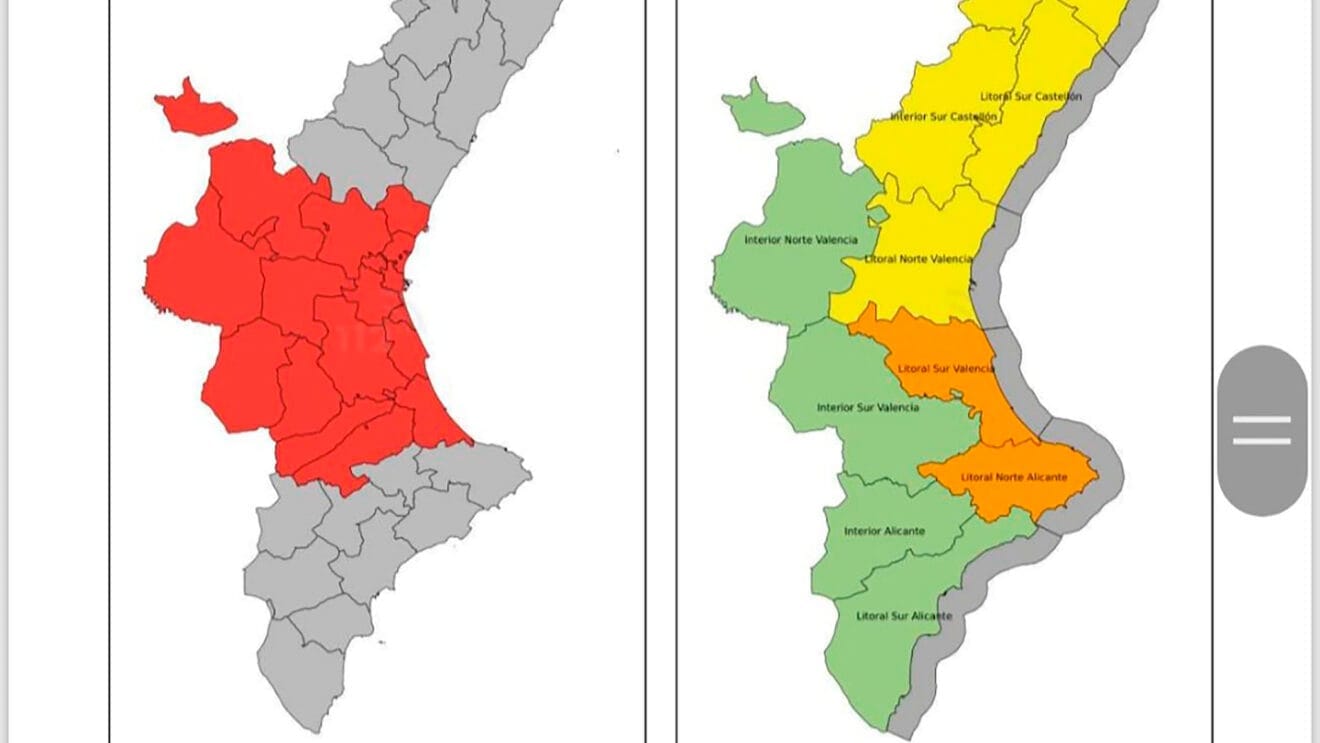Alertas del Centre Coordinació Emergències GVA para el 7 de noviembre de 2024