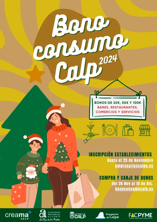 Imagen: Cartel de la campaña navideña de Bono Consumo Calp 2024