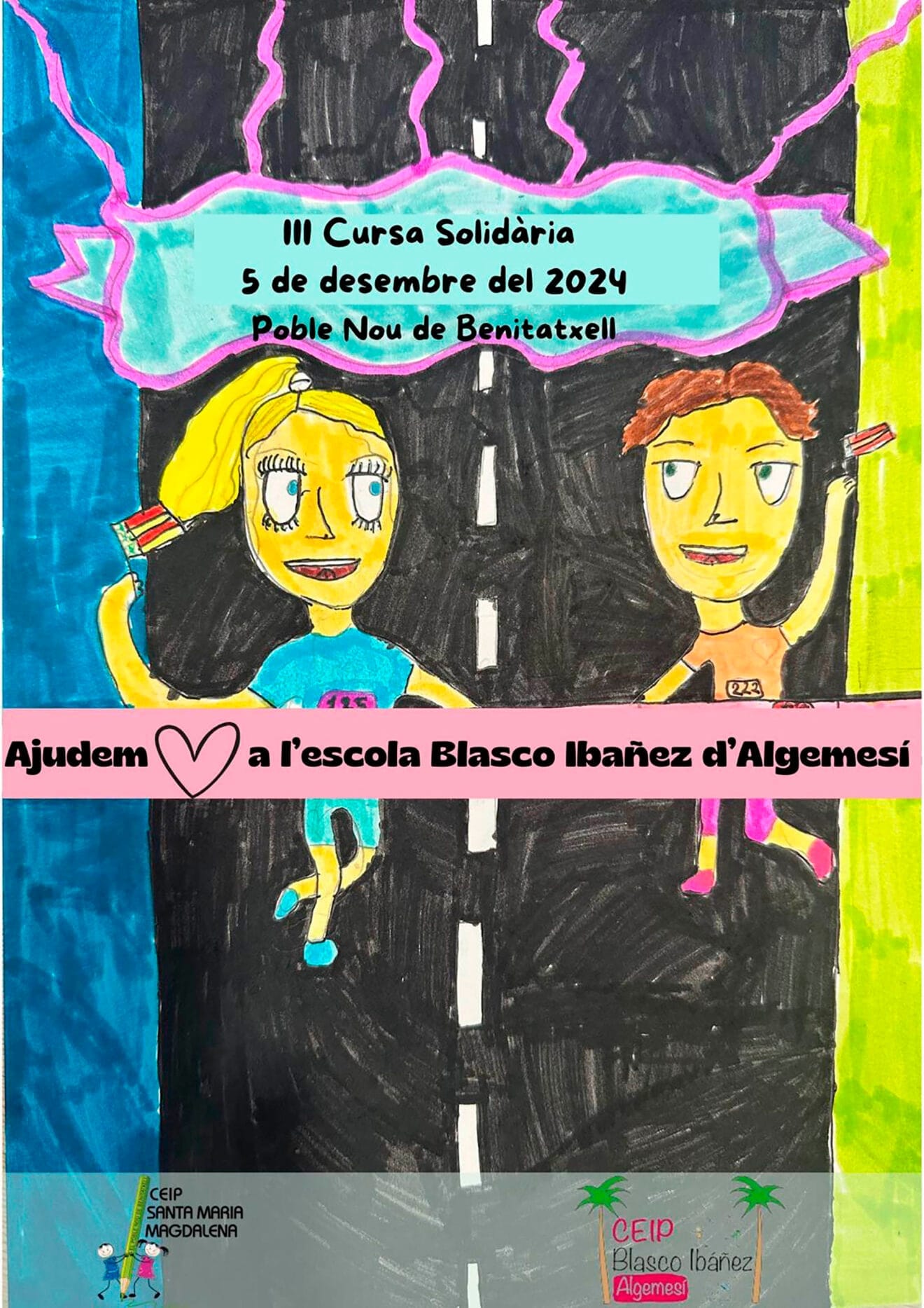 Cartel de la III Carrera Solidaria del CEIP Santa Maria Magdalena de Benitatxell