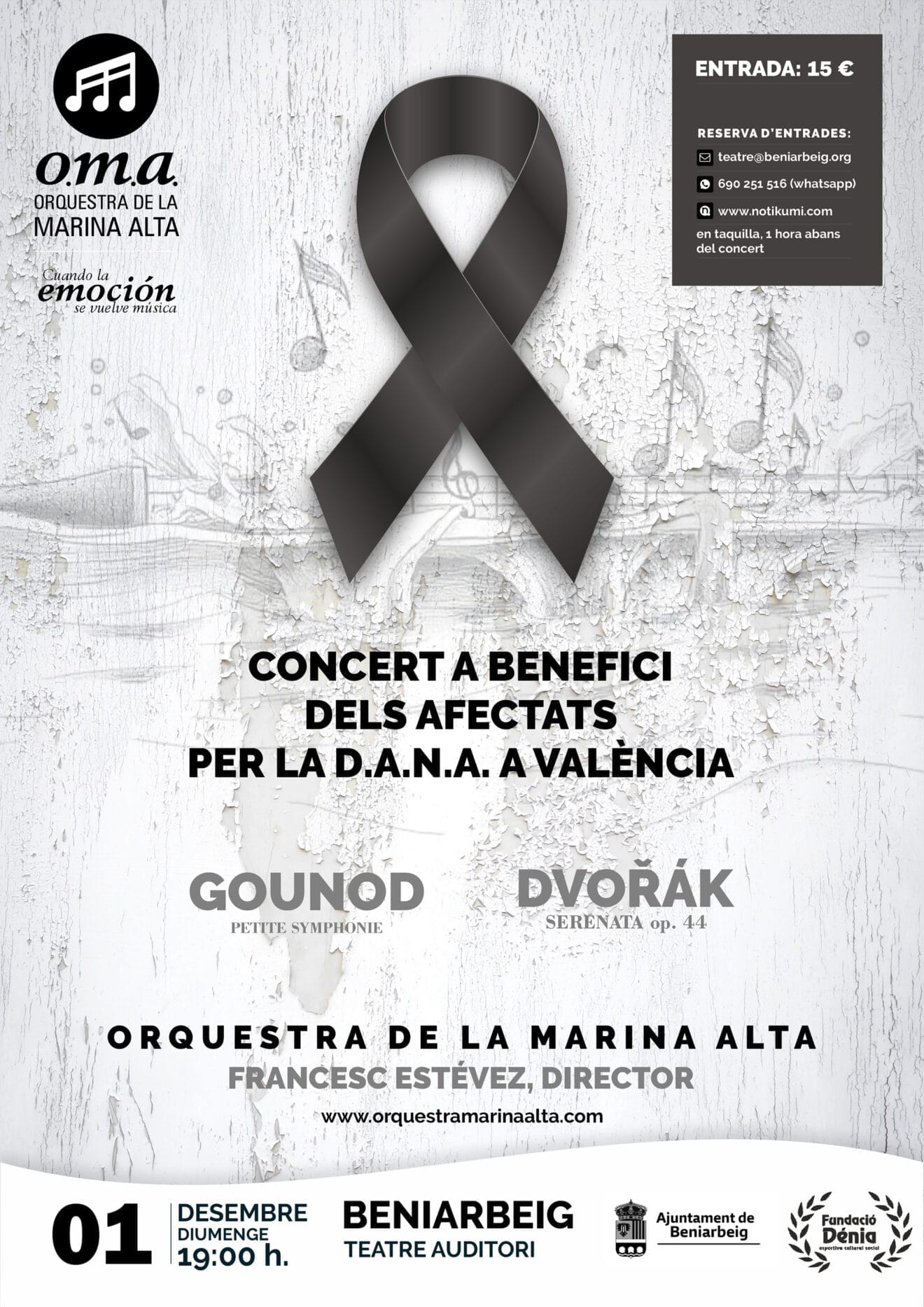 Cartel del concierto benéfico de la Orquestra de la Marina Alta