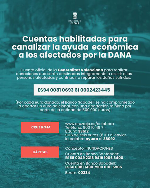 Imagen: Cuentas para canalizar la ayuda económica - Ayuntamiento de Calp