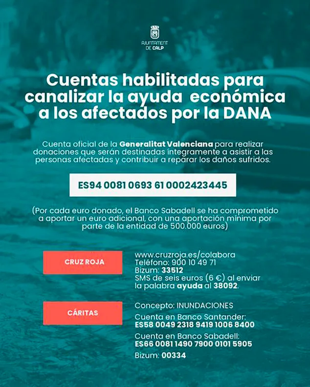 Imagen: Cuentas para canalizar la ayuda económica - Ayuntamiento de Calp