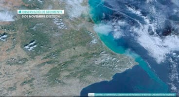 Imágenes de satélite procesadas por la UV con el recorrido de los sedimentos de la DANA de València el 5 de noviembre 2024