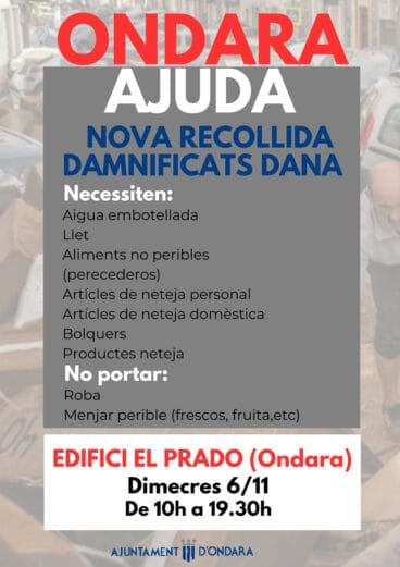 Recogida para afectados Dana en Ondara