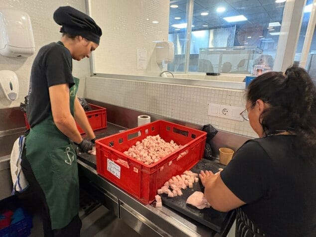 voluntarios colaborando en el obrador de gata para enviar comida a valencia 10
