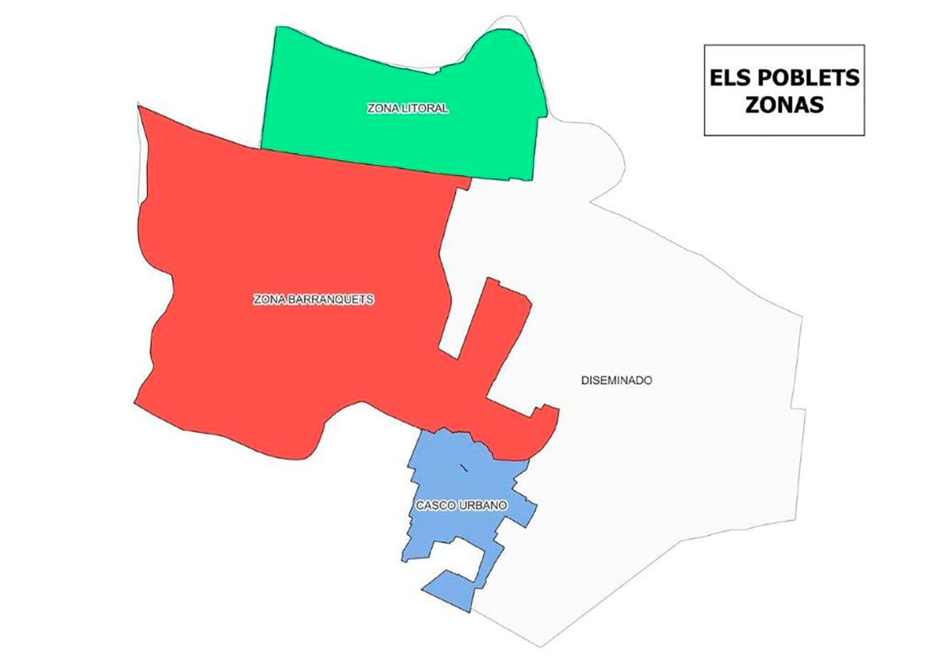Zonas en Els Poblets según la tasa de residuos urbanos