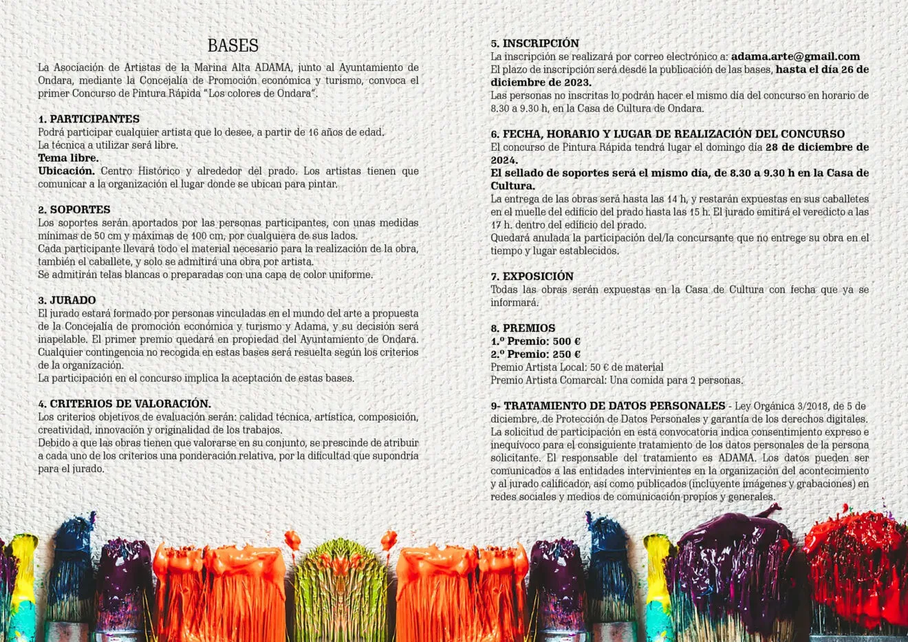 Bases del Concurso de Pintura Ondara 2024