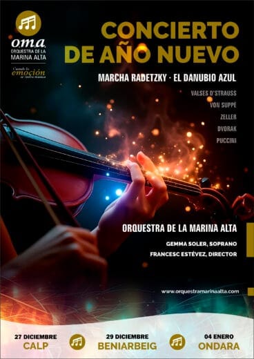 Cartel del Concierto de Año Nuevo de la Orquesta de la Marina Alta