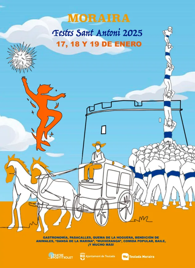 Moraira celebra Sant Antoni de la mano del Grup de Teatre El Portitxolet 1 Imagen: Cartel de Sant Antoni 2025 en Moraira