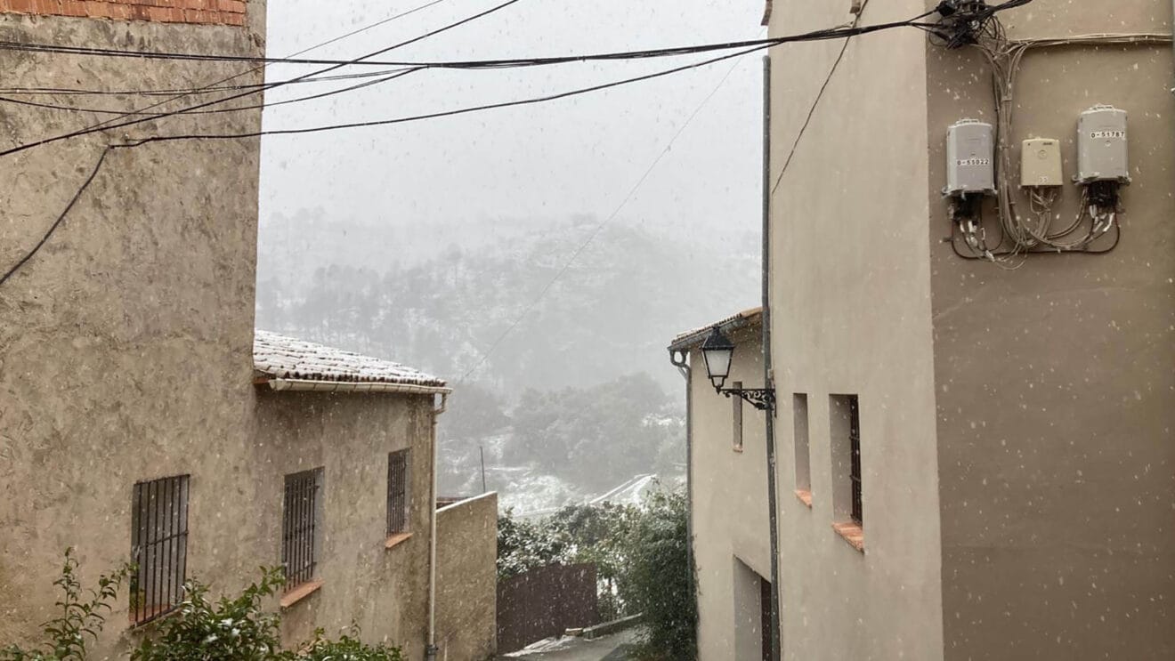 Copos de nieve en la Vall d'Alcalà (archivo)