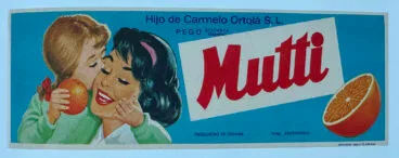 Etiqueta ‘Mutti, Frutortola. Hijo de Carmelo Ortolà, Pego’