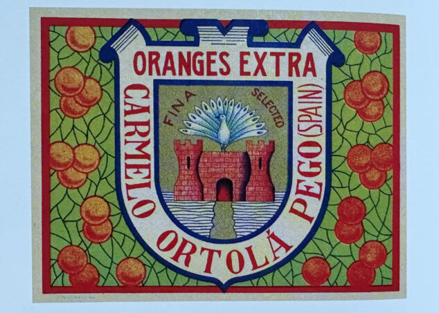 etiqueta oranges extra carmelo ortola pego