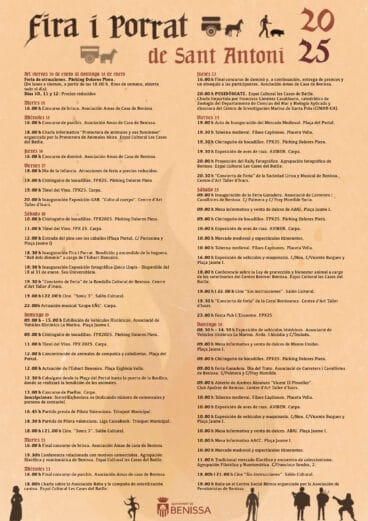Programa de la Fira i Porrat 2025 de Benissa