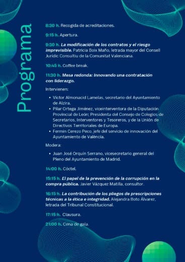 Programa de la jornada ‘Ética e integridad en la contratación pública’ de Calp