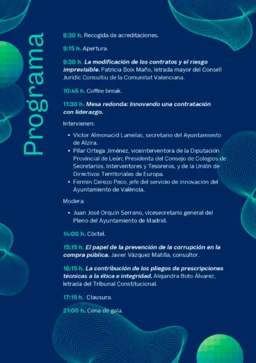 Programa de la jornada ‘Ética e integridad en la contratación pública’ de Calp