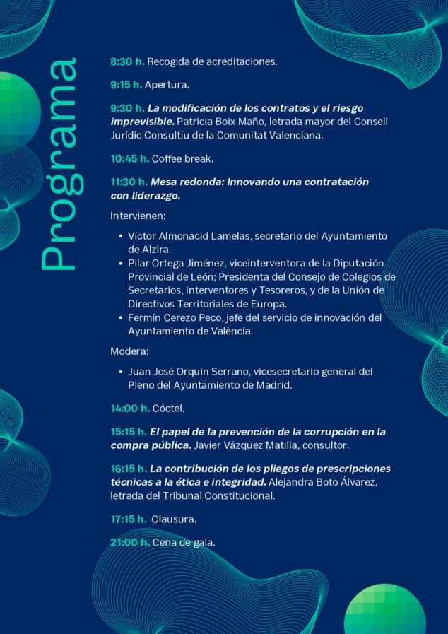 Imagen: Programa de la jornada 'Ética e integridad en la contratación pública' de Calp