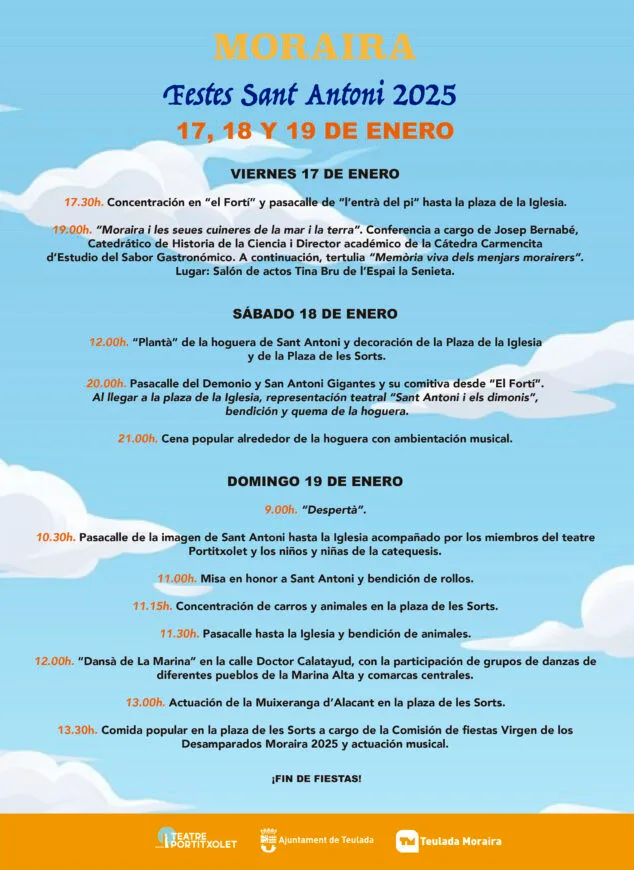 Moraira celebra Sant Antoni de la mano del Grup de Teatre El Portitxolet 2 Imagen: Programación de Sant Antoni 2025 en Moraira