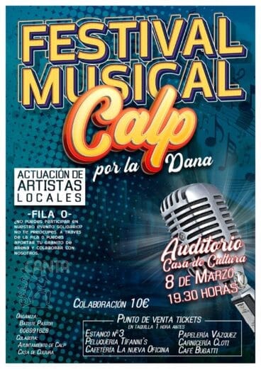 Cartel del festival de Calp por la DANA