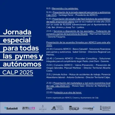 Programación de la jornada empresarial en Calp