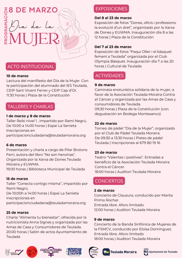 Teulada Moraira presenta una amplia programación para conmemorar el 8M 2 Imagen: Programación 8M Teulada Moraira