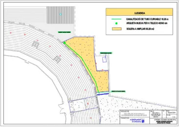 Plano del terreno de actuación de las obras en la plaza de toros de Ondara