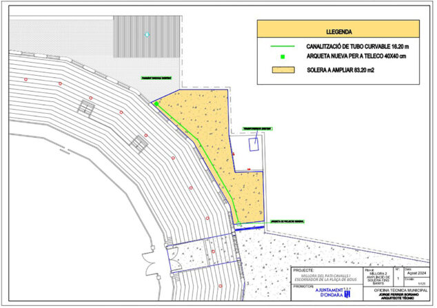 Imagen: Plano del terreno de actuación de las obras en la plaza de toros de Ondara