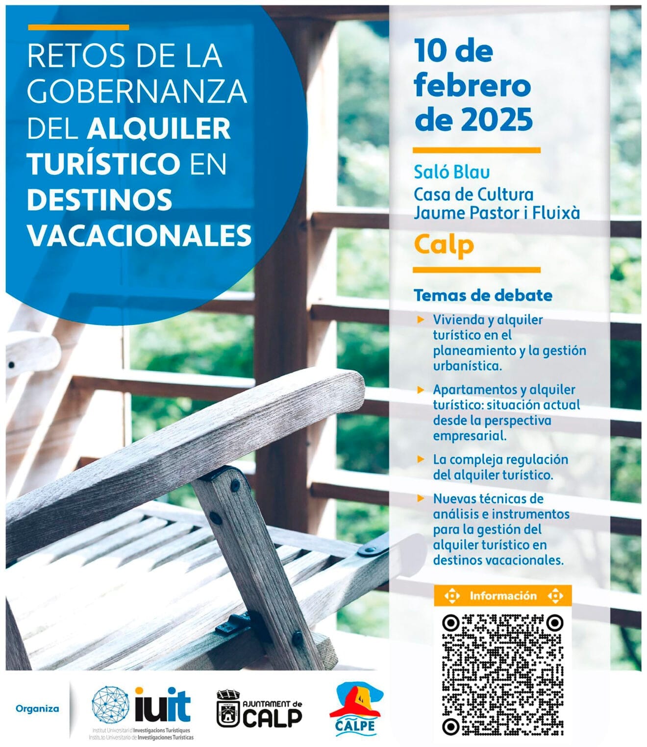 Programa de la jornada 'Retos de la gobernanza del alquiler turístico en destinos vacacionales' de Calp