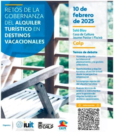 Programa de la jornada ‘Retos de la gobernanza del alquiler turístico en destinos vacacionales’ de Calp