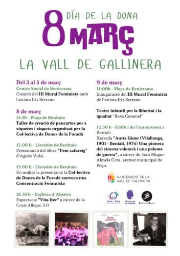 Programa del 8M en la Vall de Gallinera