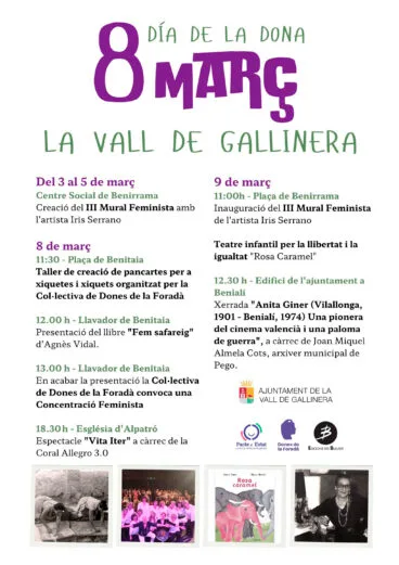 Programa del 8M en la Vall de Gallinera