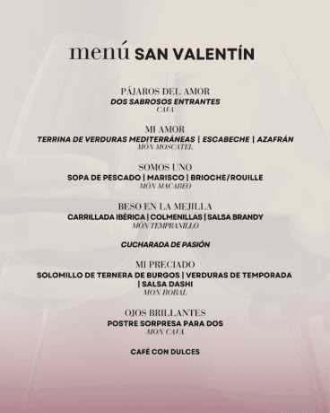 Un menú selecciondado para hacerte saborear el amor
