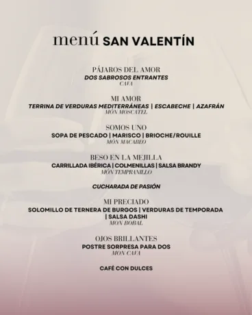 Un menú selecciondado para hacerte saborear el amor