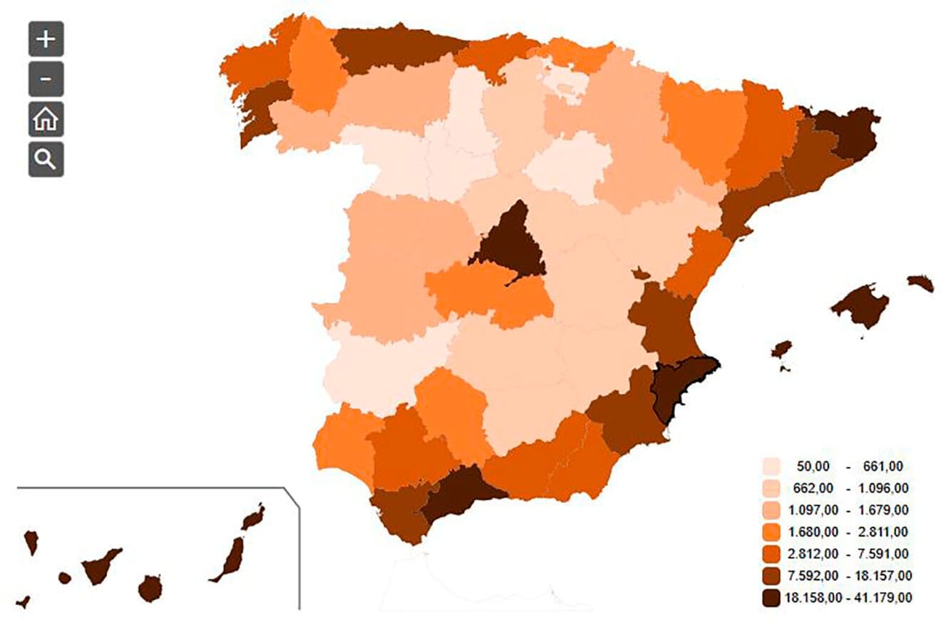 Viviendas turísticas por comunidades autónomas en España en el periodo 2024M11 - INE