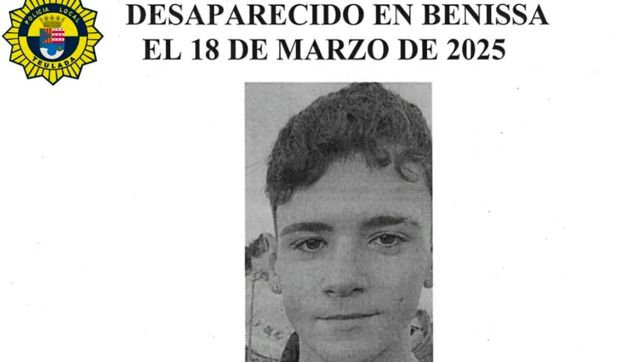 Cartel de búsqueda de Alexandru Luis Planas Gatej, desaparecido en Benissa