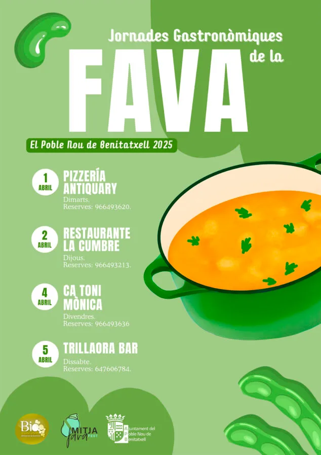 La fava poblera vuelve a protagonizar el mes de abril con el Mitjafava Fest 2025 de Benitatxell 2 Imagen: Cartel de las jornadas grastronómicas del haba de Benitatxell