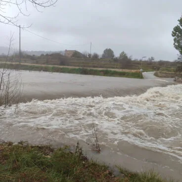 El agua baja con fuerza en la Vall d’Ebo