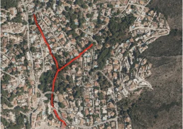 el barranco del portet marcado en rojo sobre el mapa