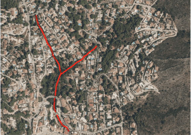 Imagen: El Barranco del Portet marcado en rojo sobre el mapa